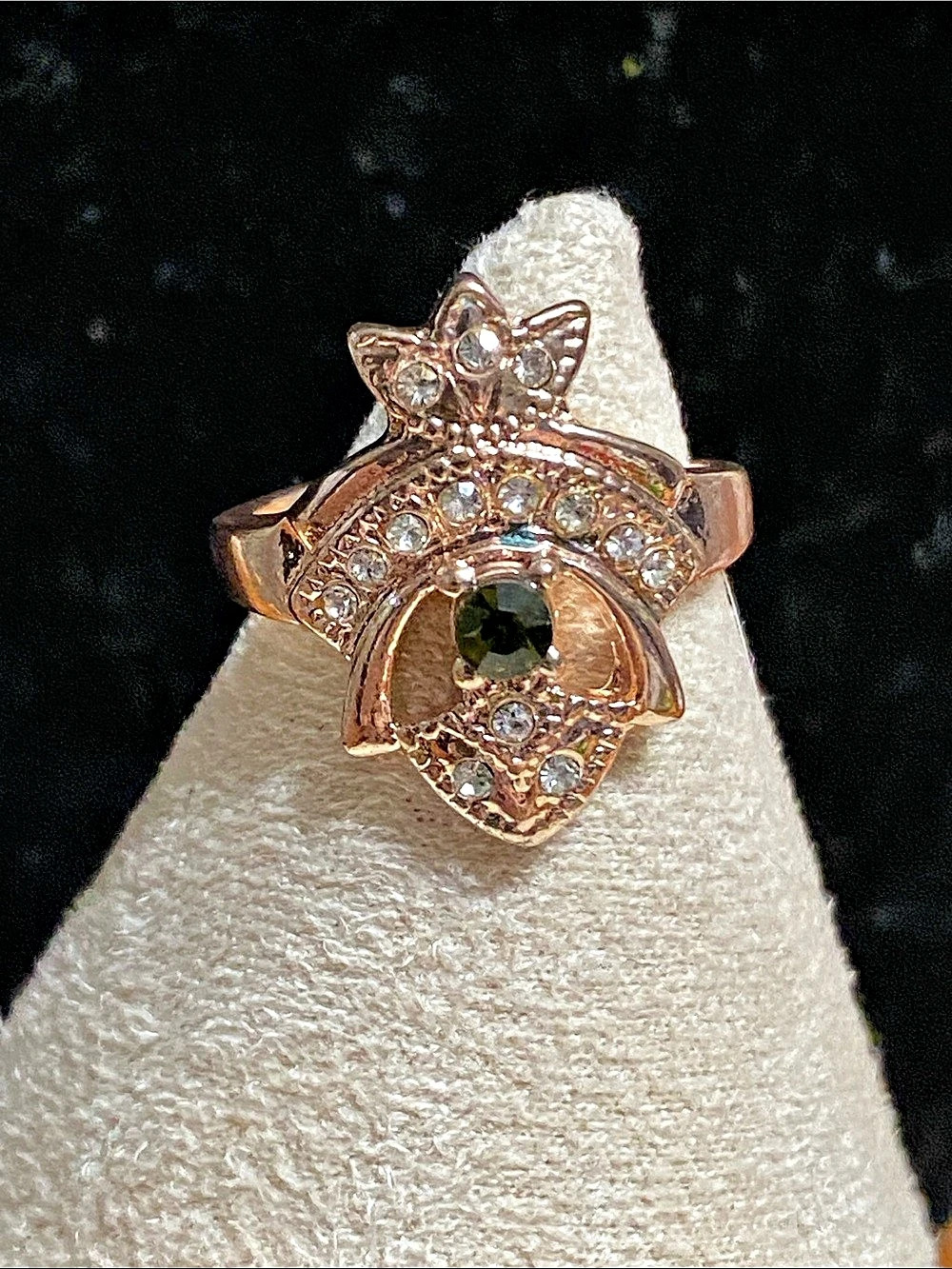 Rose Gold-Tone Crystal Statement Ring
